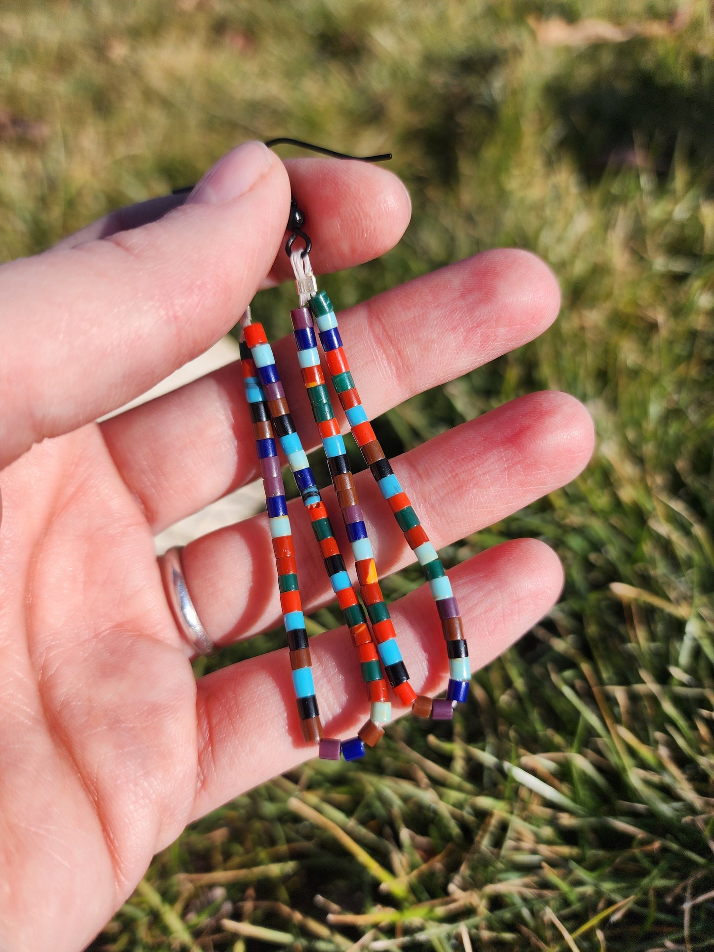 Traditonal multicolored navajo synthetic heishi earrings