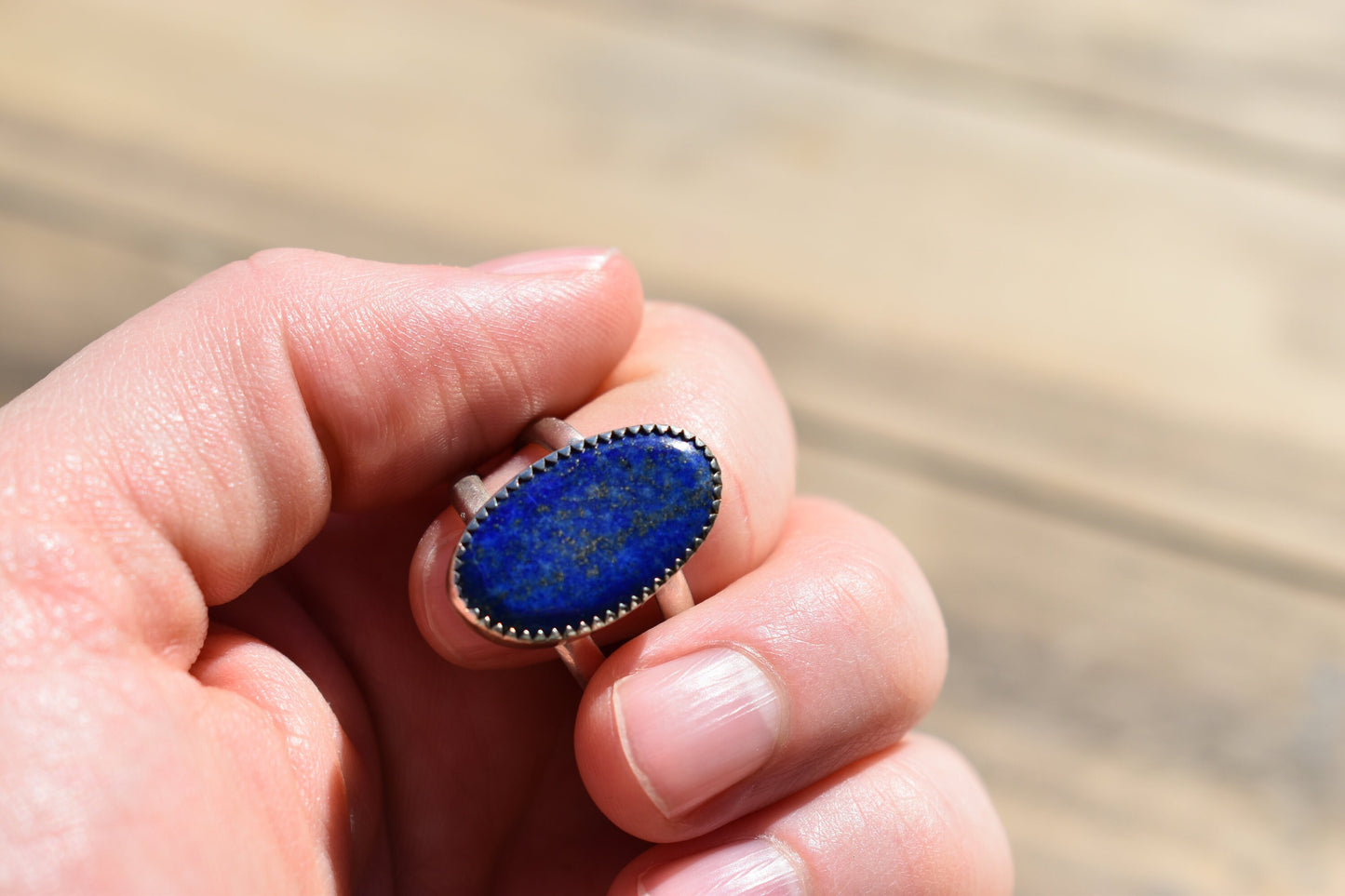 Sterling silver Lapis lazuli Navajo ring, size 7