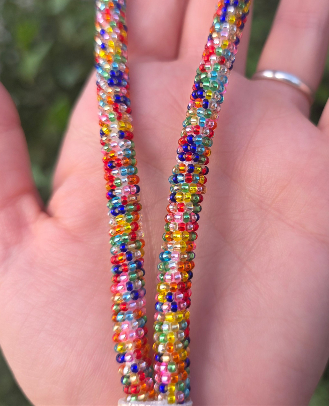 Multicolored Seed beaded keychain wristlet
