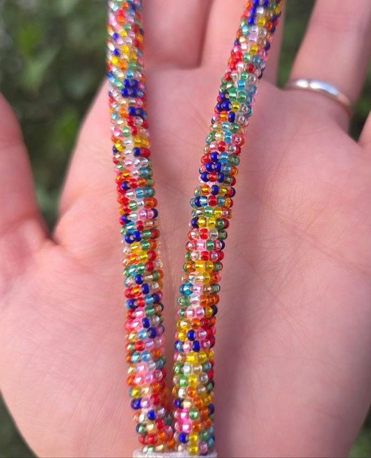 Multicolored Seed beaded keychain wristlet