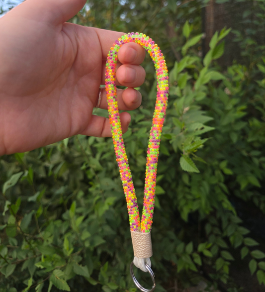 Neon Multicolored seed beaded Keychain wristlet