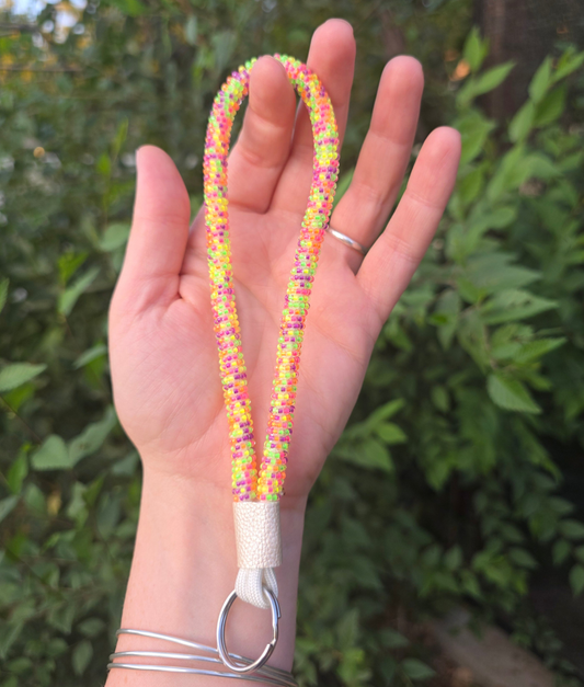 Neon Multicolored seed beaded Keychain wristlet
