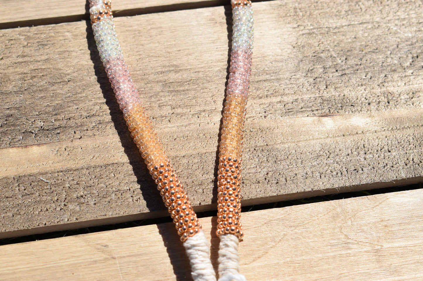 Rose gold beaded wristlet