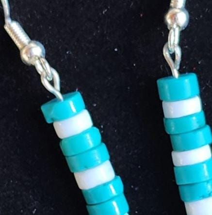 Turquoise and shell drop earrings