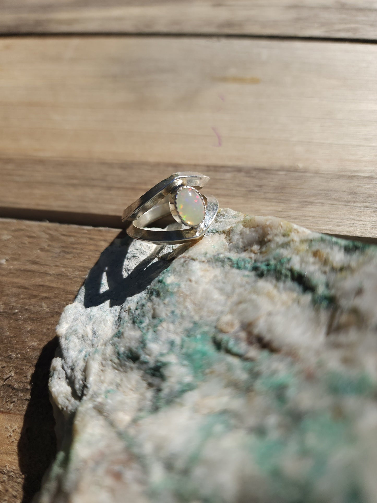 Sterling silver Ethiopian Opal ring, size 7.5
