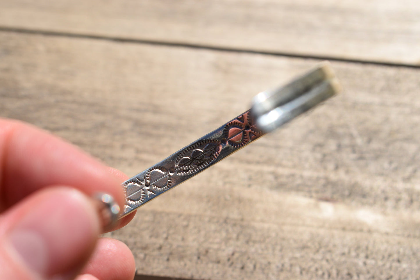 Sterling Silver Navajo "peek-a-boo" stamped bracelet