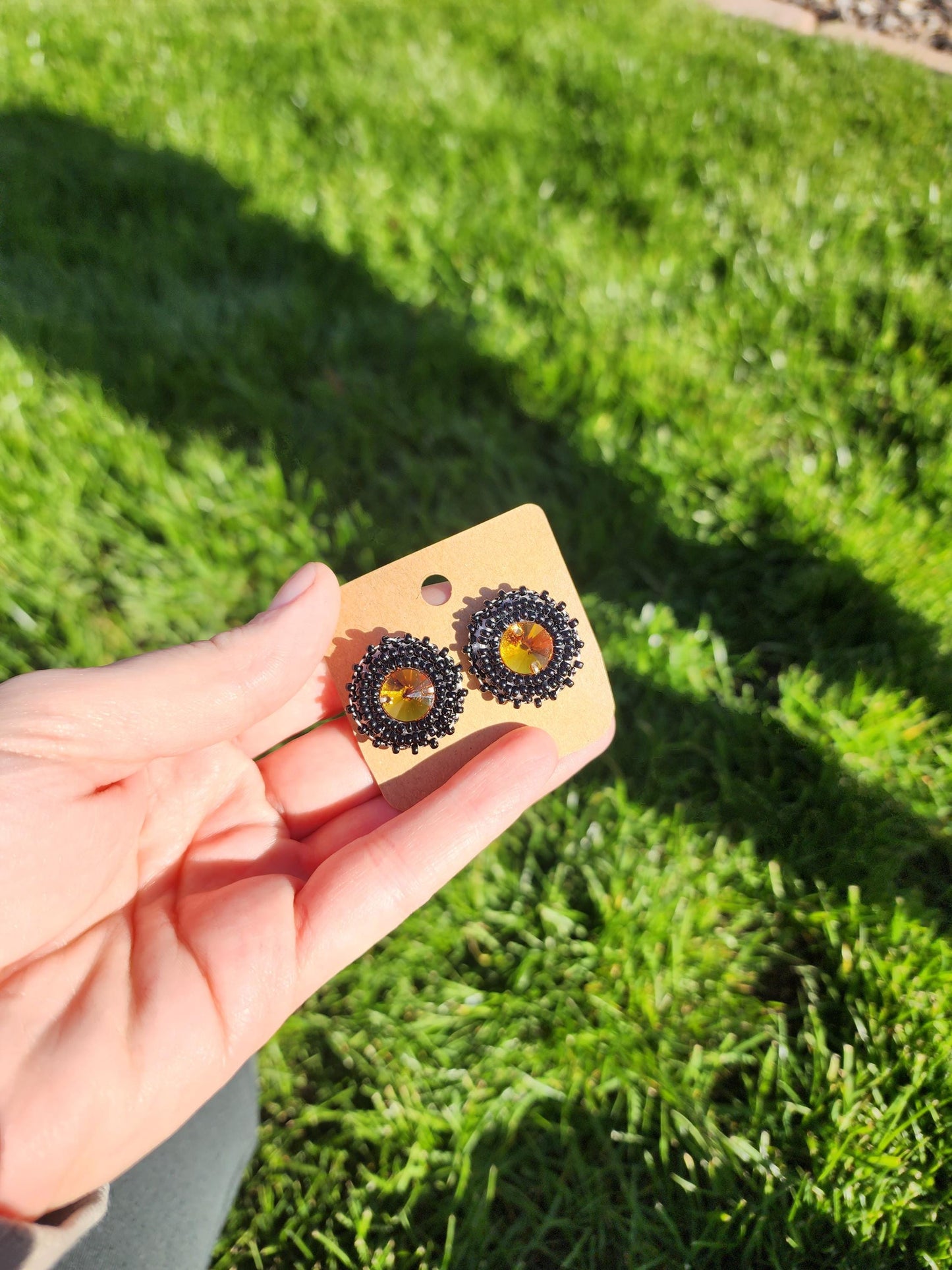 Orange Swarovski Crystal beaded Earrings