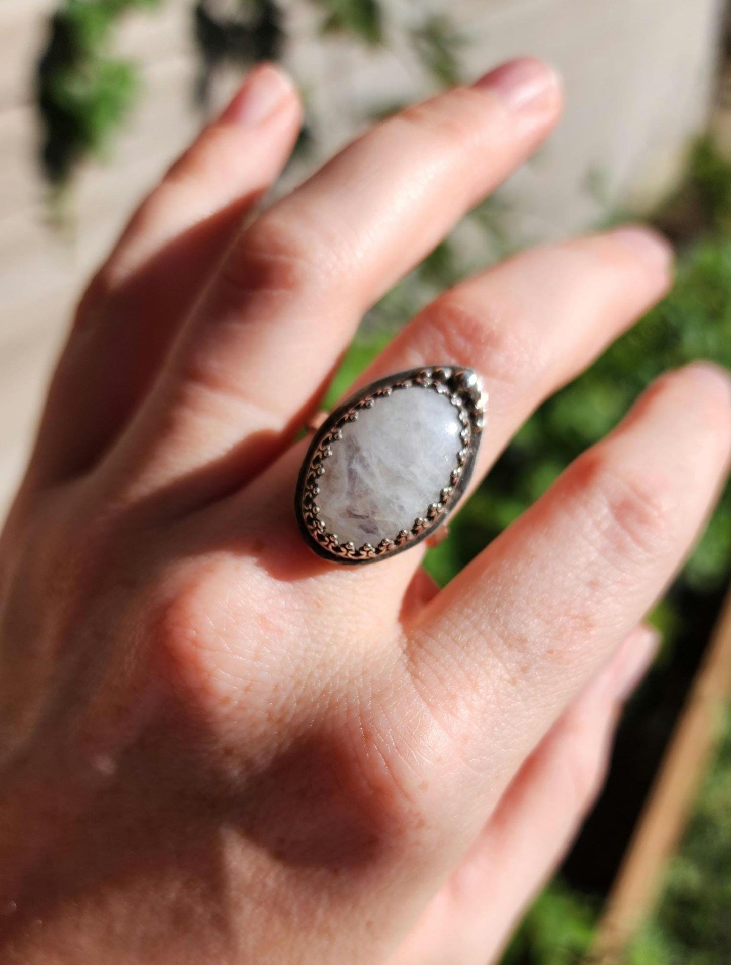 Sterling silver Moonstone ring, Size 8
