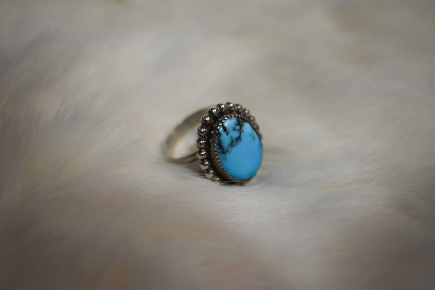 Sterling Silver Ithica Peak Turquoise Navajo ring, Size 7 1/2