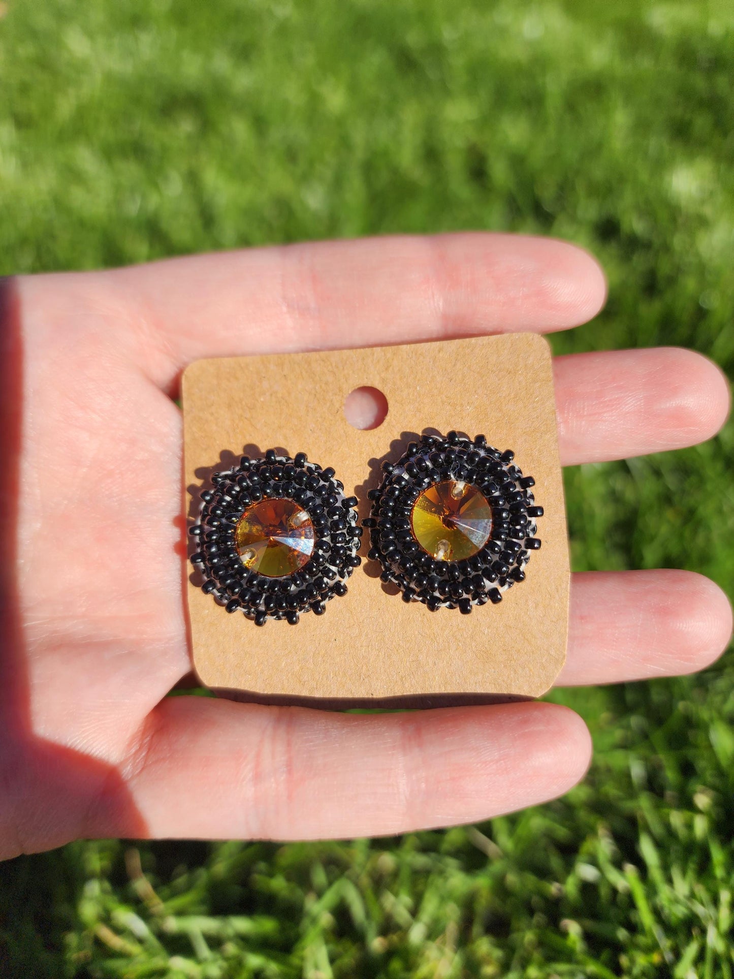 Orange Swarovski Crystal beaded Earrings
