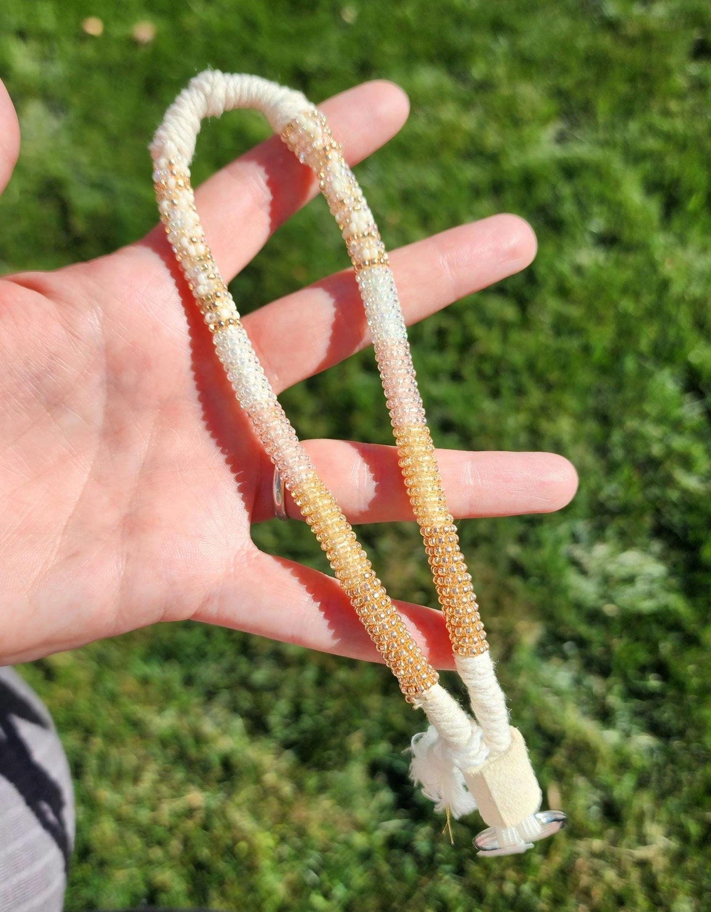 Rose gold beaded wristlet