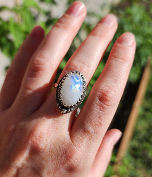 Sterling silver Moonstone ring, Size 8