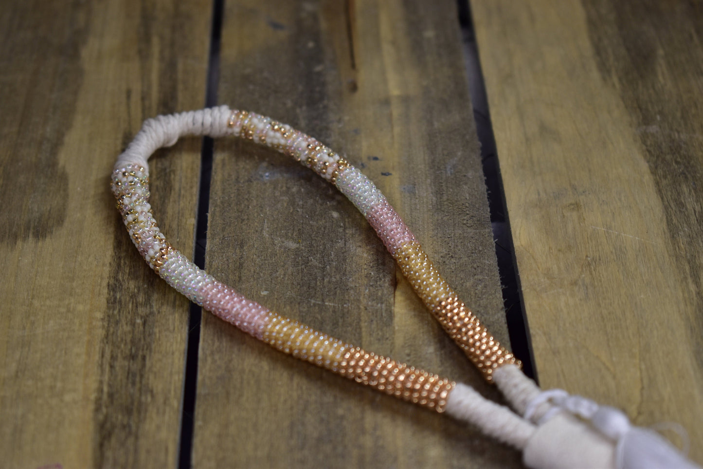 Rose gold beaded wristlet