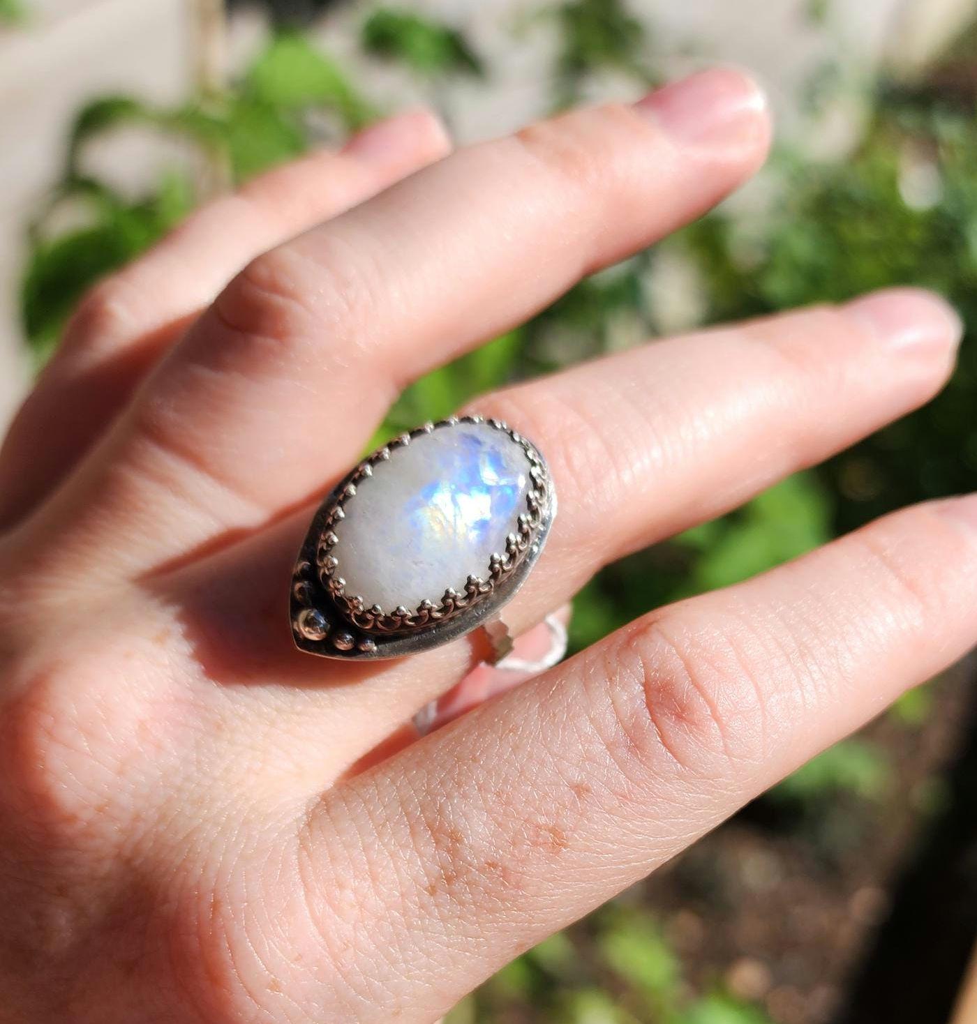 Sterling silver Moonstone ring, Size 8