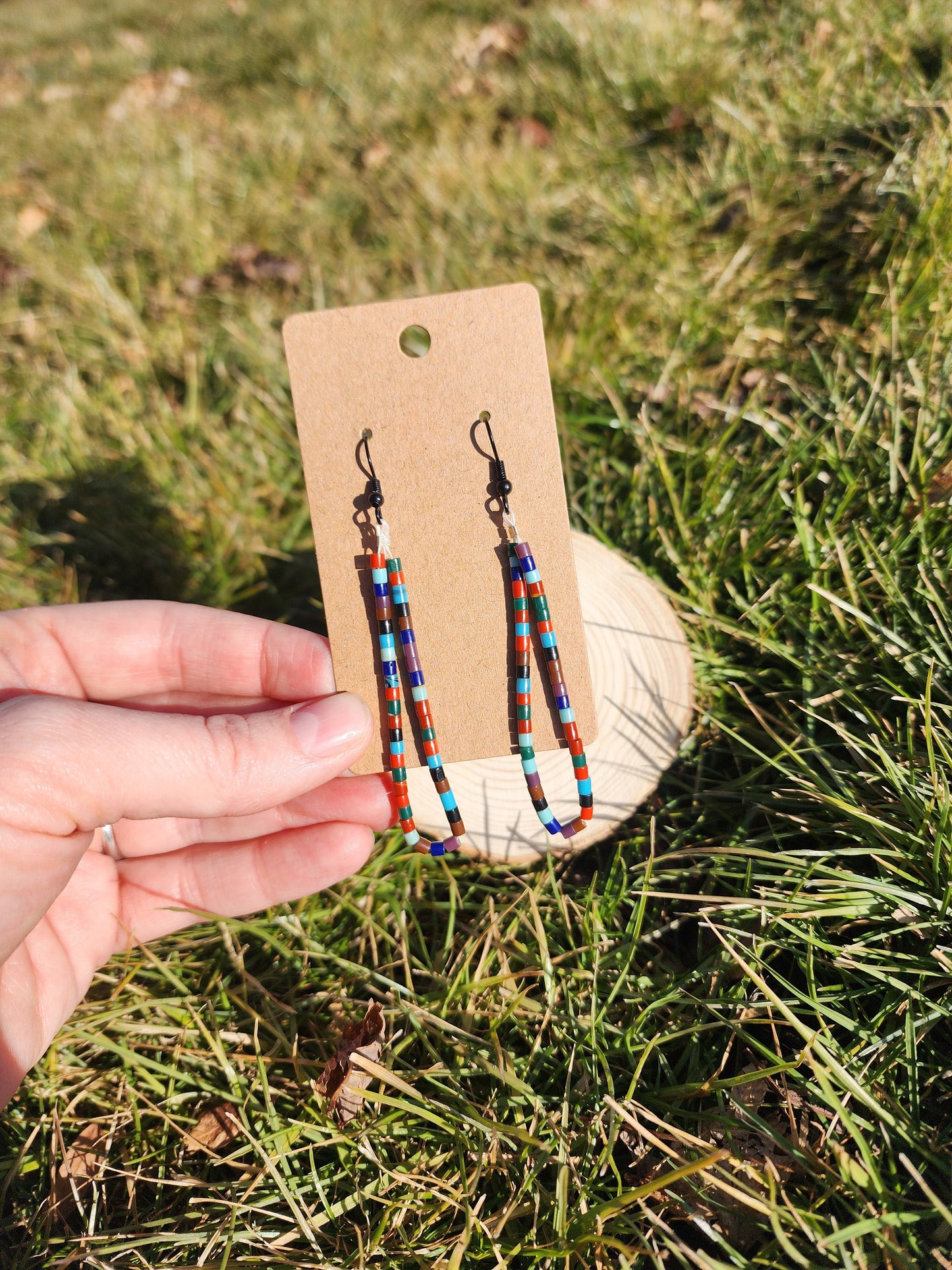Traditonal multicolored navajo synthetic heishi earrings