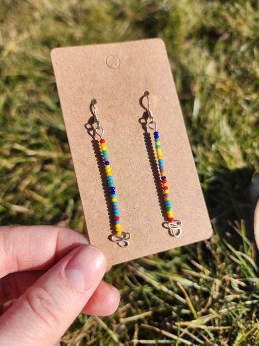 Multicolored Rainbow seed beaded dangle earrings
