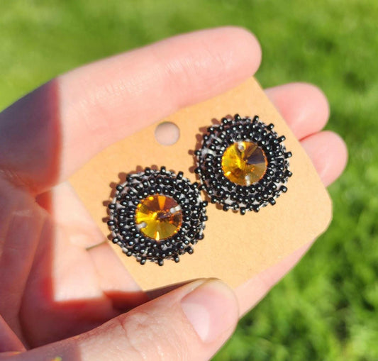 Orange Swarovski Crystal beaded Earrings