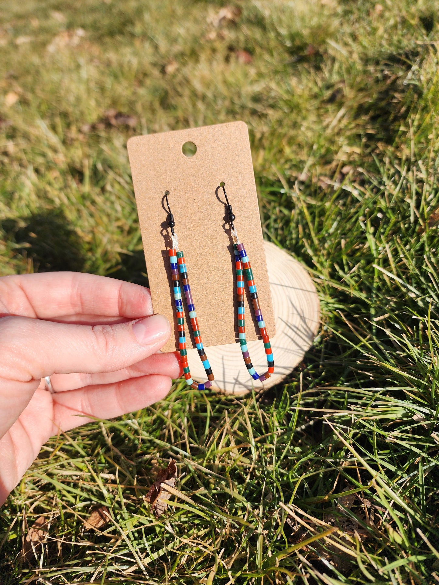 Traditonal multicolored navajo synthetic heishi earrings