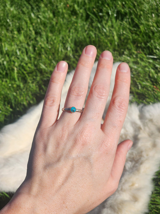 Dainty Sterling silver Kingman Turquoise Ring, Sizes 6.5