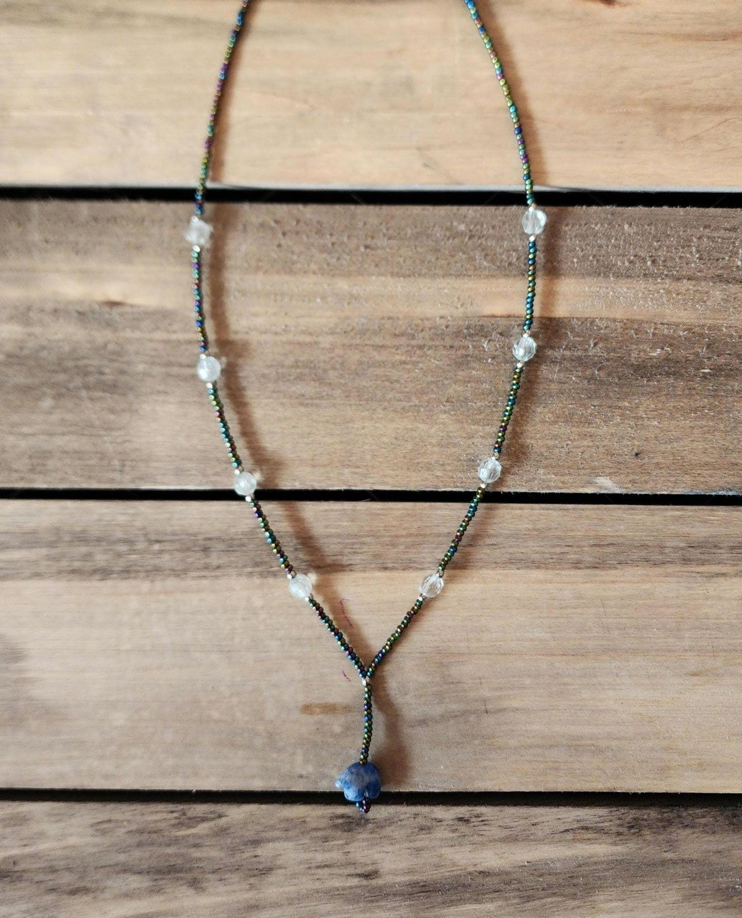 Beaded Lapis Lazuli bear necklace
