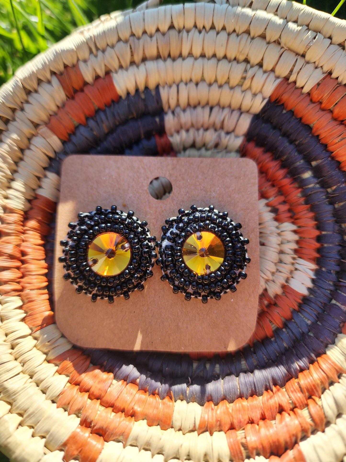 Orange Swarovski Crystal beaded Earrings