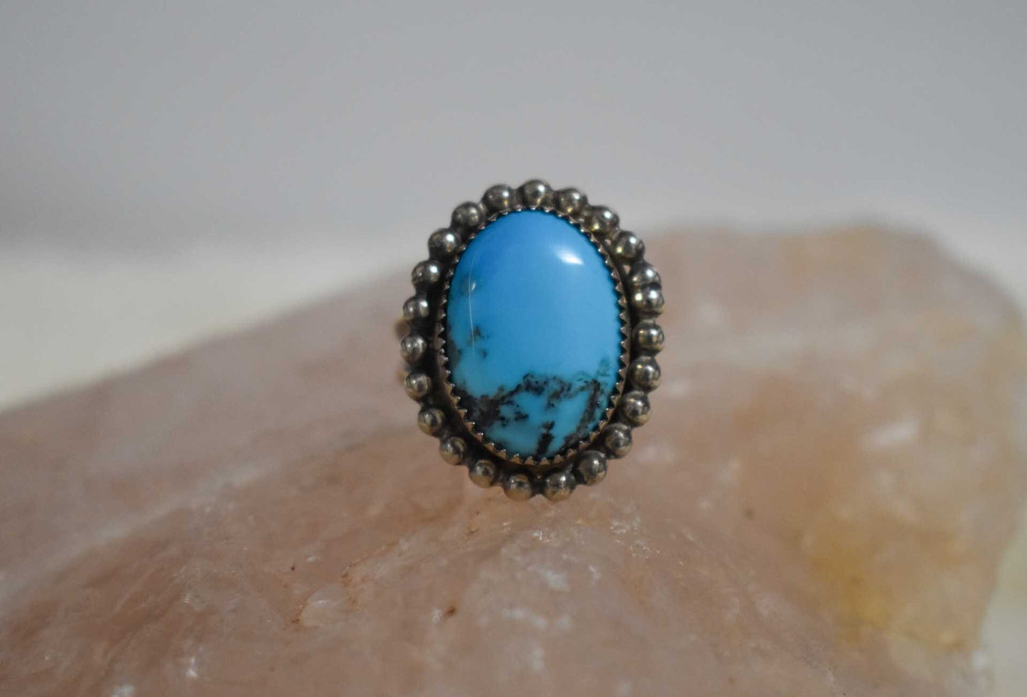 Sterling Silver Ithica Peak Turquoise Navajo ring, Size 7 1/2