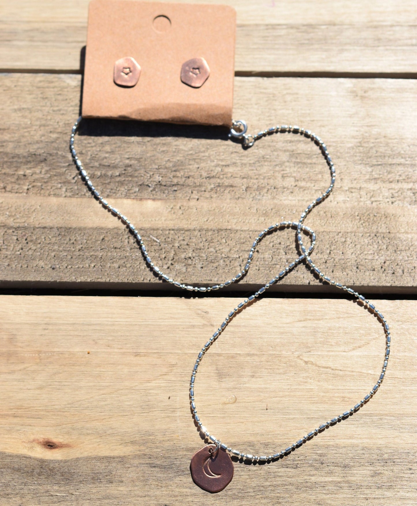 Copper moon and star Jewelry set