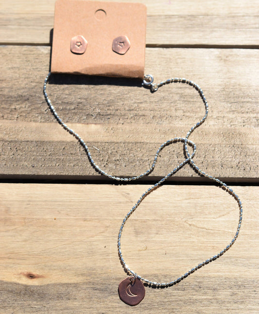 Copper moon and star Jewelry set