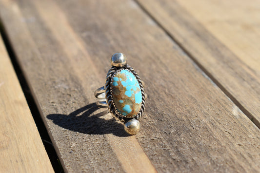 Sterling silver number 8 Turquoise Navajo ring, N. 8 Turquoise ring, Size 8