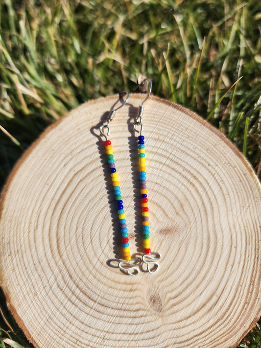Multicolored Rainbow seed beaded dangle earrings