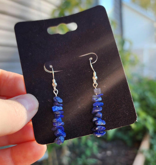 Sterling silver wire Lapis lazuli drop earrings