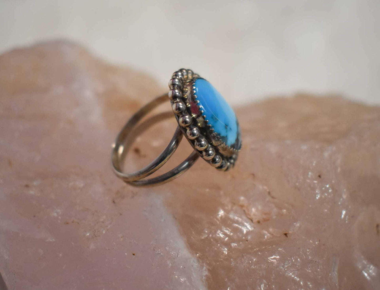 Sterling Silver Ithica Peak Turquoise Navajo ring, Size 7 1/2
