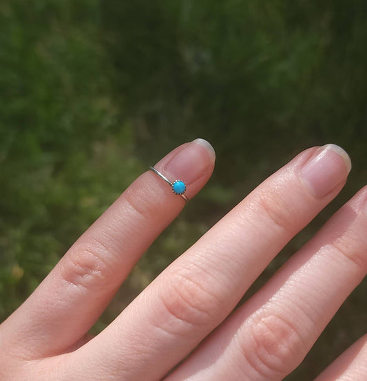 Sterling silver Navajo Baby Rings, Turquoise and Coral