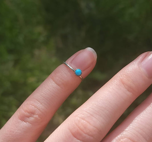 Sterling silver Navajo Baby Rings, Turquoise and Coral