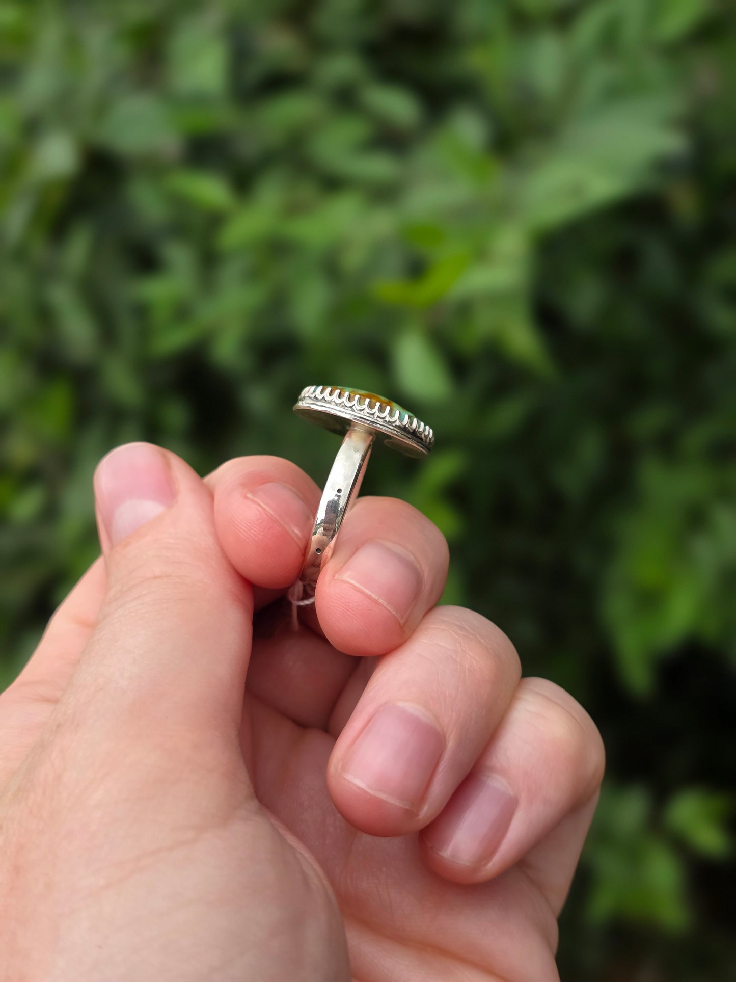 Sterling Silver Kingman Turquoise Navajo ring, Size 7