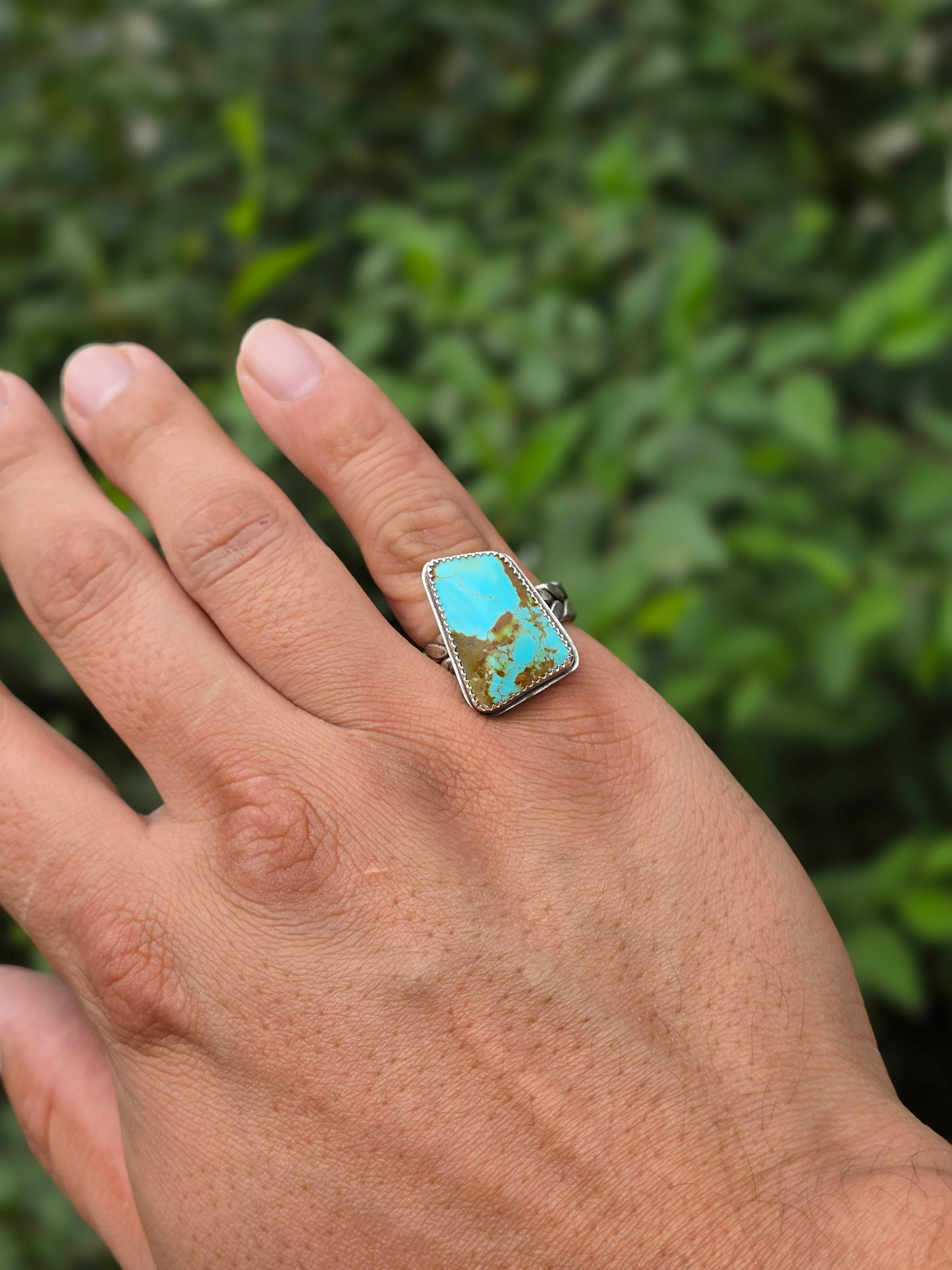 Sterling Silver Kingman Turquoise Navajo Braided Ring, Size 8