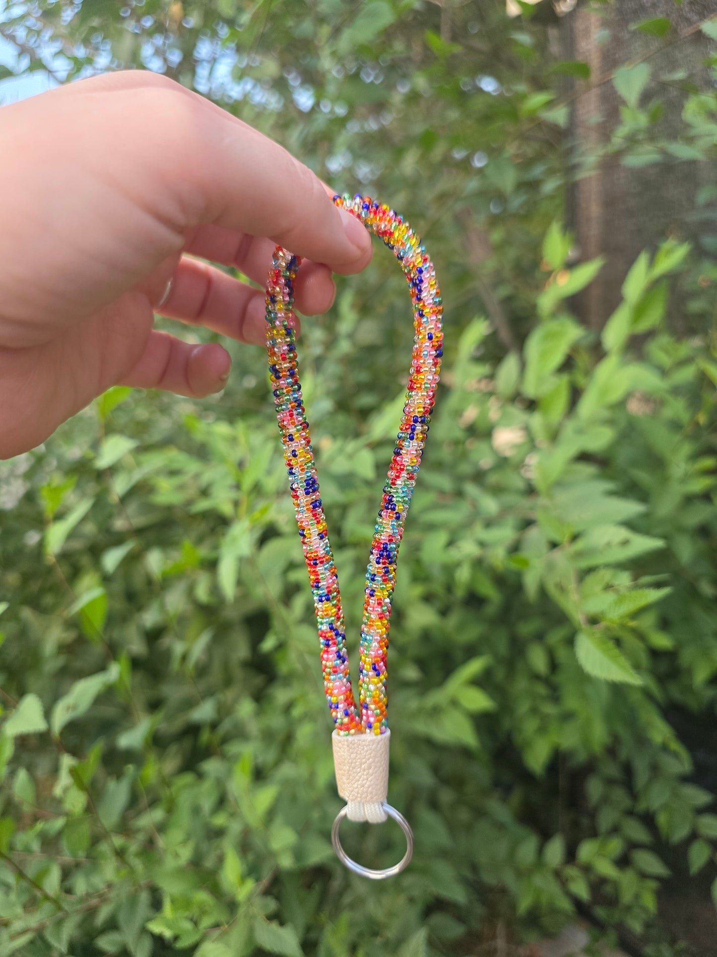 Multicolored Seed beaded keychain wristlet