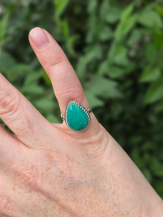 Sterling silver Tibetian Turquoise Navajo made ring, Size 5