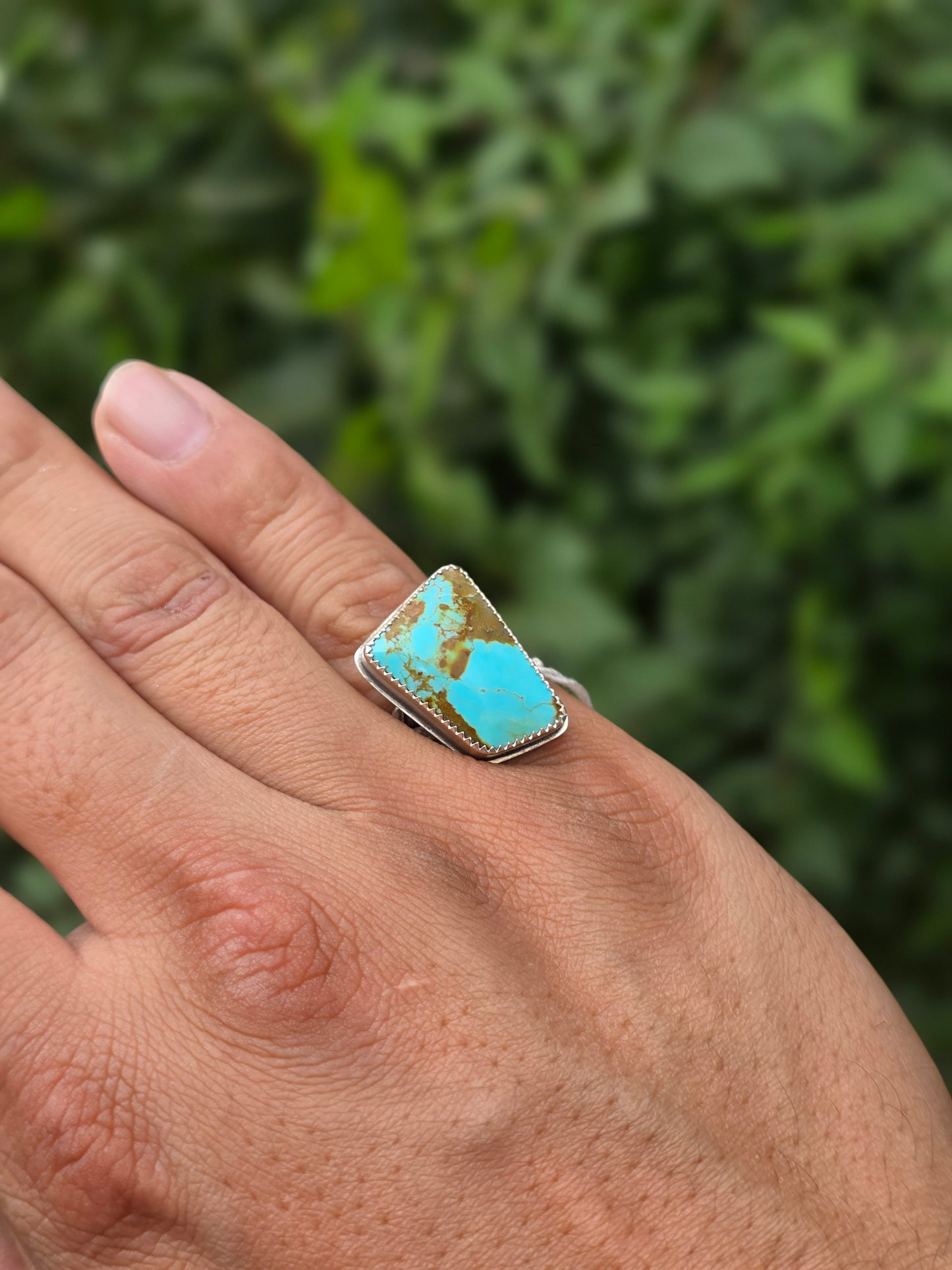 Sterling Silver Kingman Turquoise Navajo Braided Ring, Size 8