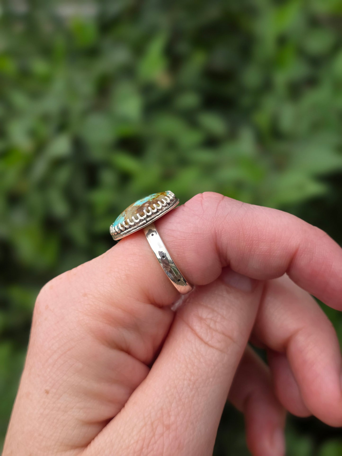 Sterling Silver Kingman Turquoise Navajo ring, Size 7