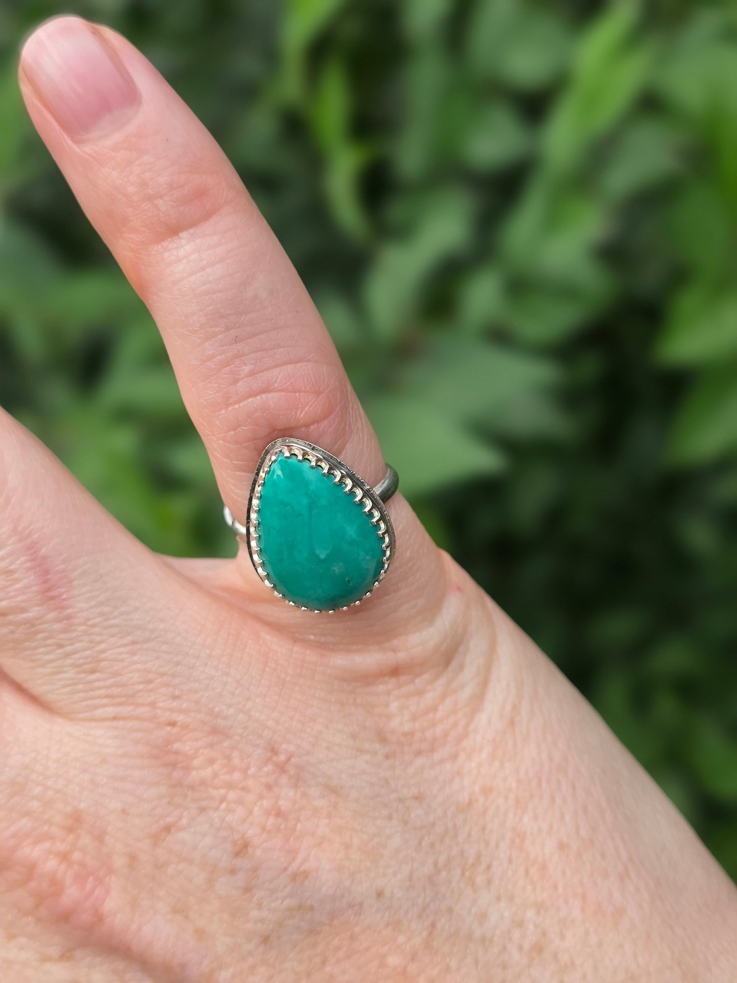 Sterling silver Tibetian Turquoise Navajo made ring, Size 5
